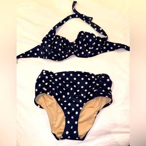 Navy White polka dot j. Crew bikini